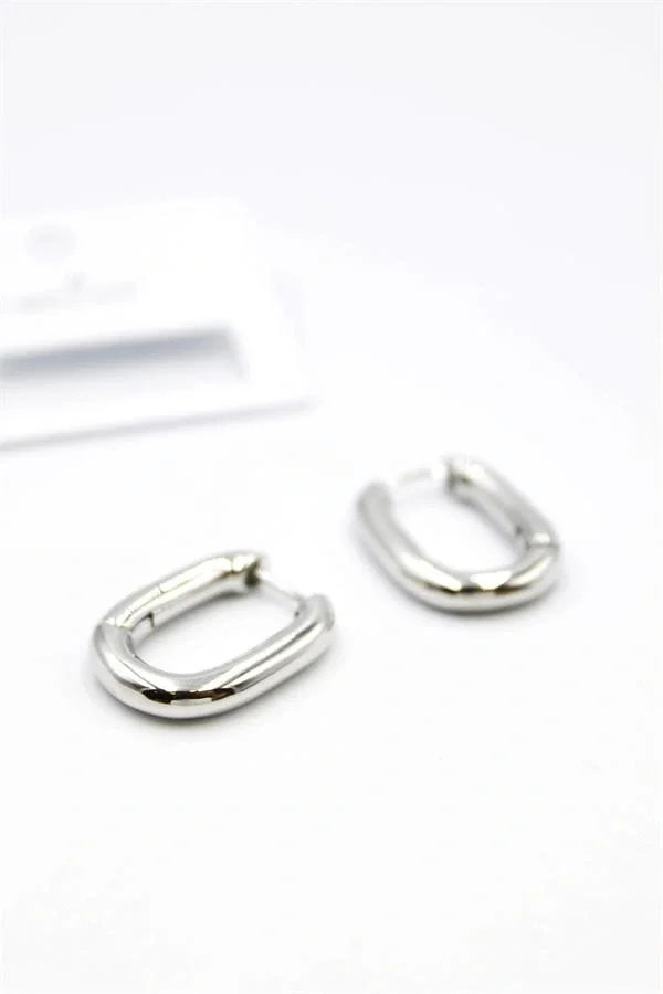 Oval Halka Küpe - Gümüş