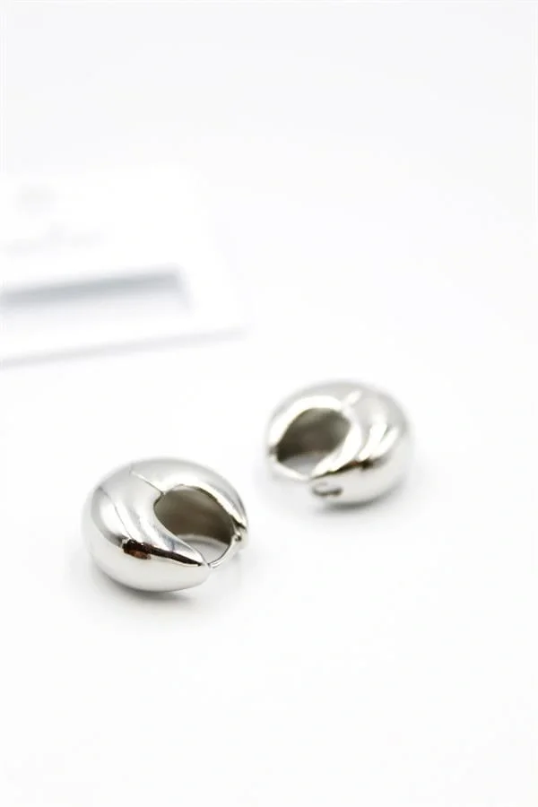 Oval Halka Küpe - Gümüş