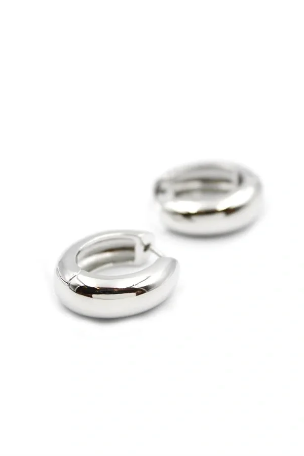 Oval Halka Küpe - Gümüş