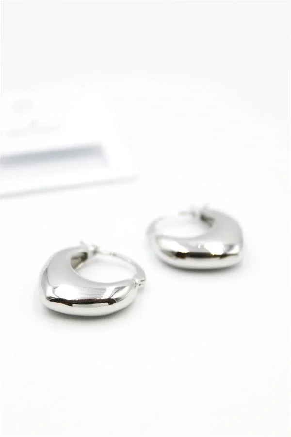 Oval Halka Küpe - Gümüş