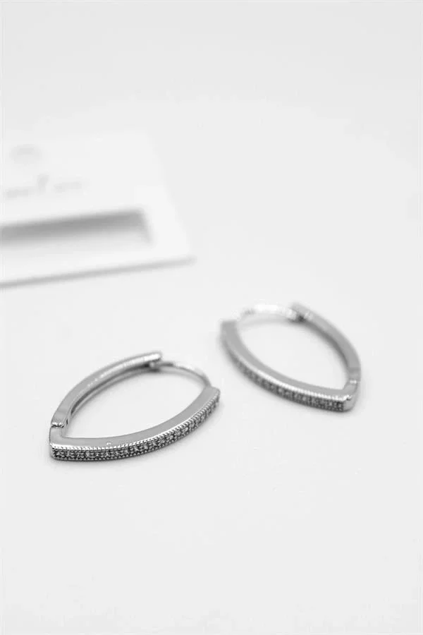 Oval Halka Küpe - Gümüş