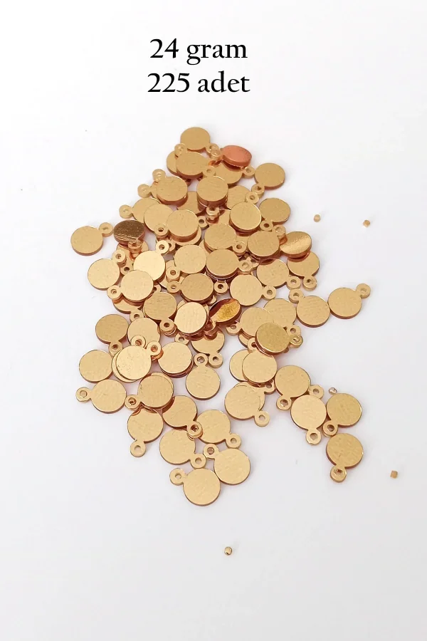 Oya Abiye Bileklik Kolye Pleksi Metalik Plastik Pul Altın Renk 24 gram 225 adet - BNC553
