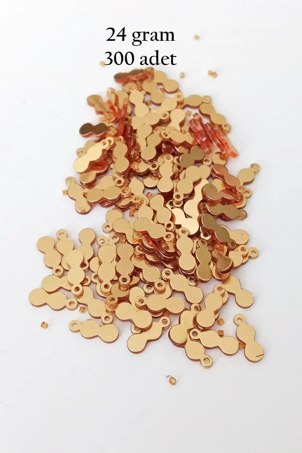 Oya Abiye Bileklik Kolye Pleksi Metalik Plastik Pul Altın Renk 24 gram 300 adet - BNC552