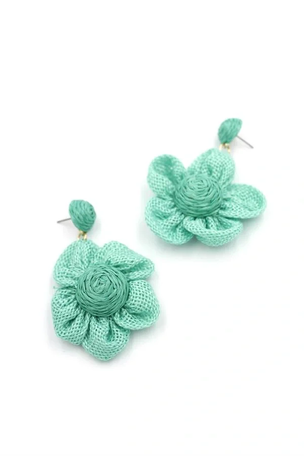 Papatya Hasır Küpe - Turkuaz