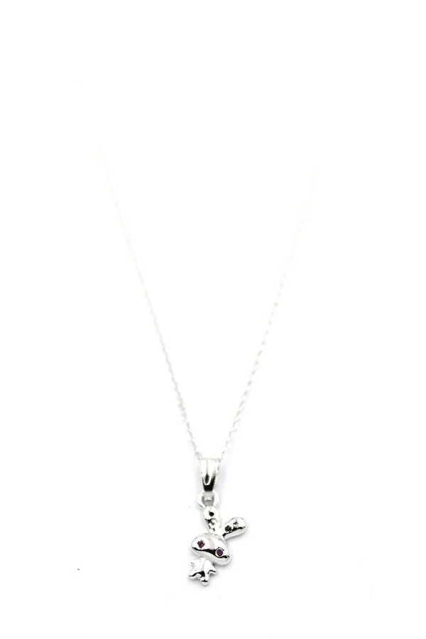 Peluş Tavşan Figürü Kolye - Gümüş