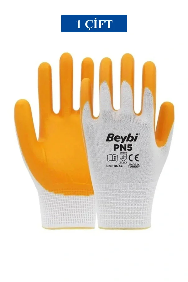 Pn5 Sarı Iş Eldiveni Polyester No:10 Örme Nitril Beybi Royaleks Group - 1 Çift