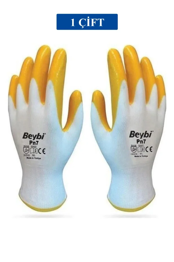 Pn7 Sarı Iş Eldiveni Polyester Örme Nitril Beybi No:10 Royaleks Group - 1 Çift
