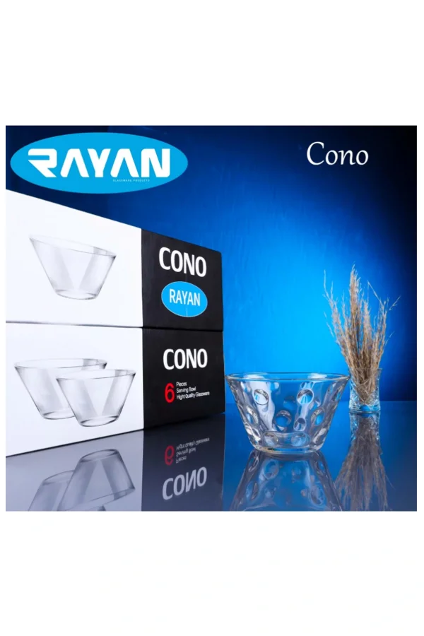 Rayan Cono 6lı Noktalı Cam Kase