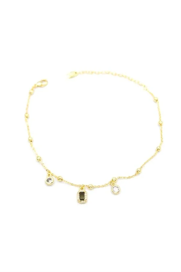 Renkli Taşlı Halhal - Siyah