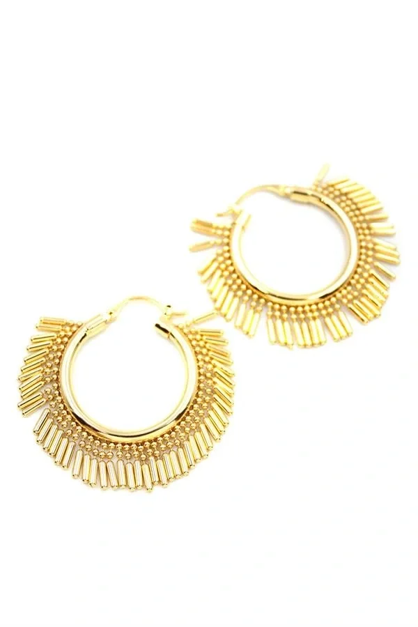 Sallantılı Halka Küpe - Altın