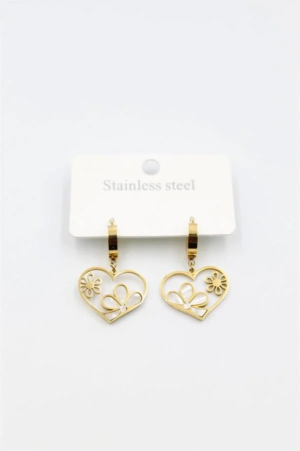 Sedef Çiçek Küpe - Altın