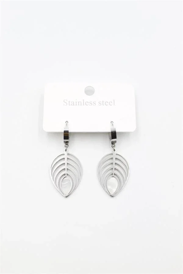 Sedef Yaprak Küpe - Gümüş