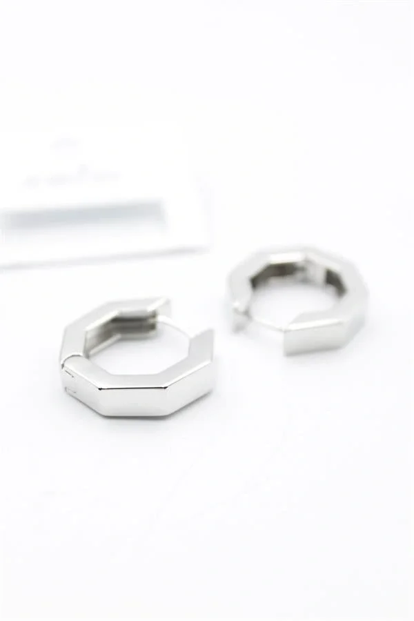 Sekizgen  Küpe - Gümüş