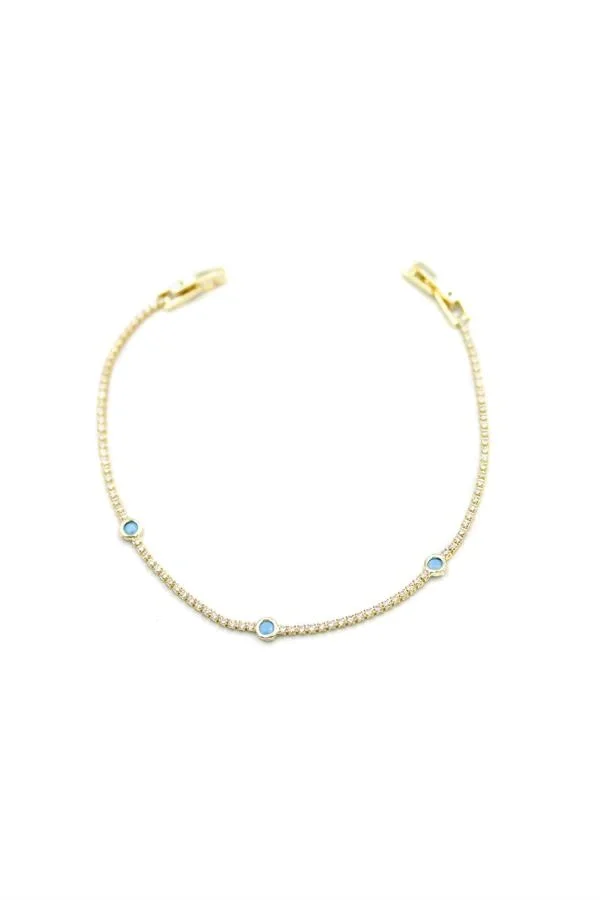 Taşlı Boncuk Bileklik - Altın