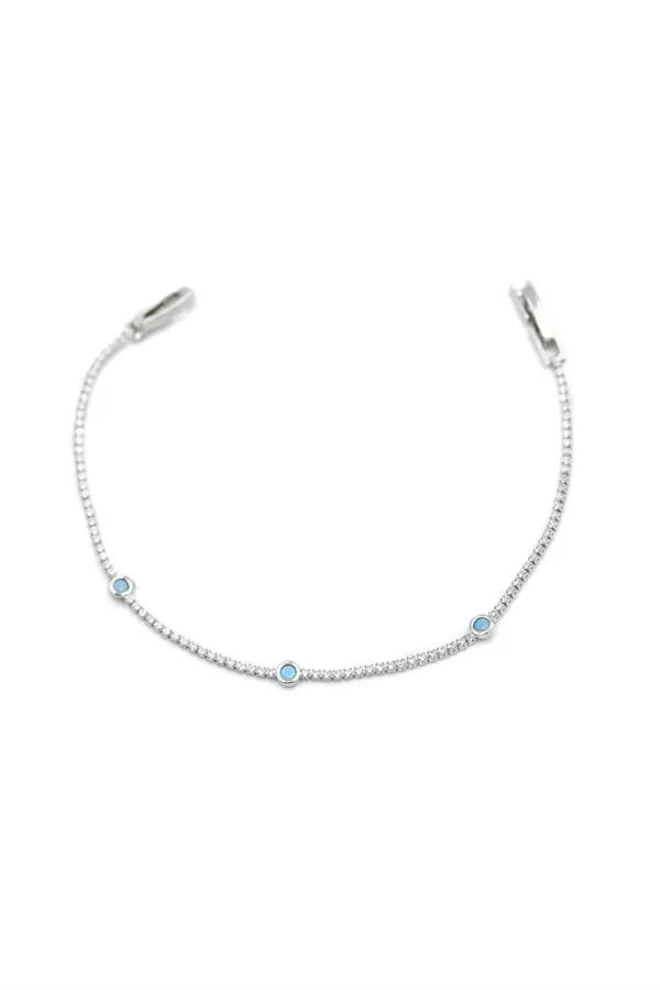 Taşlı Boncuk Bileklik - Gümüş