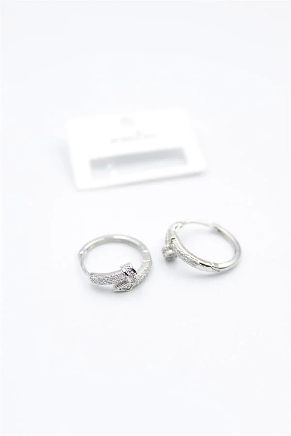 Taşlı Çivi Küpe - Gümüş