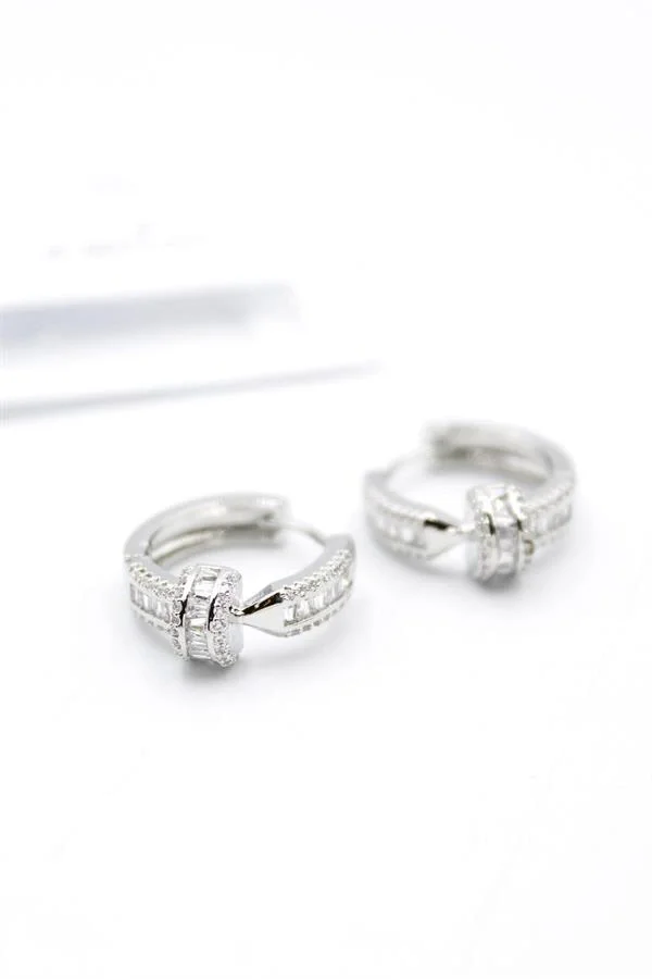 Taşlı Çivi Küpe - Gümüş