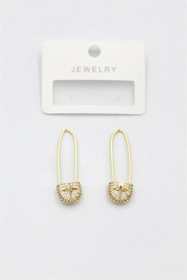 Taşlı Filkete Küpe - Altın