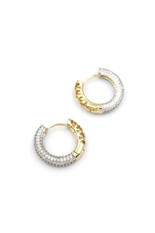 Taşlı Halka Küpe - Altın