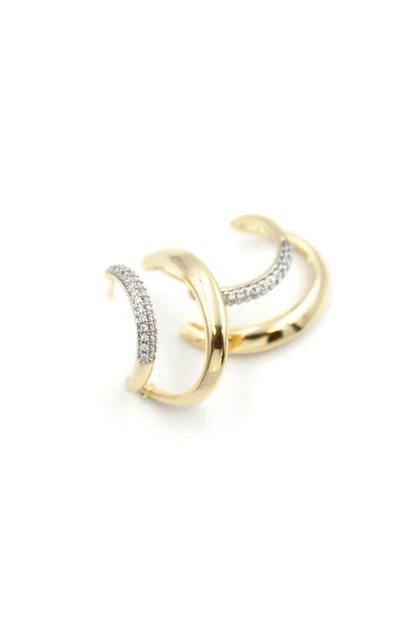 Taşlı Halka Küpe - Altın