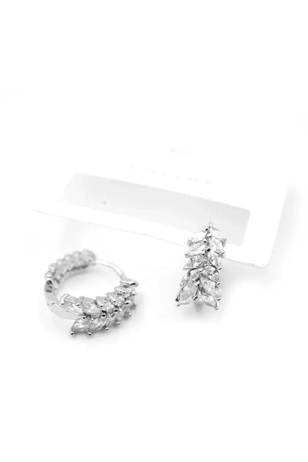 Taşlı Halka Küpe - Gümüş