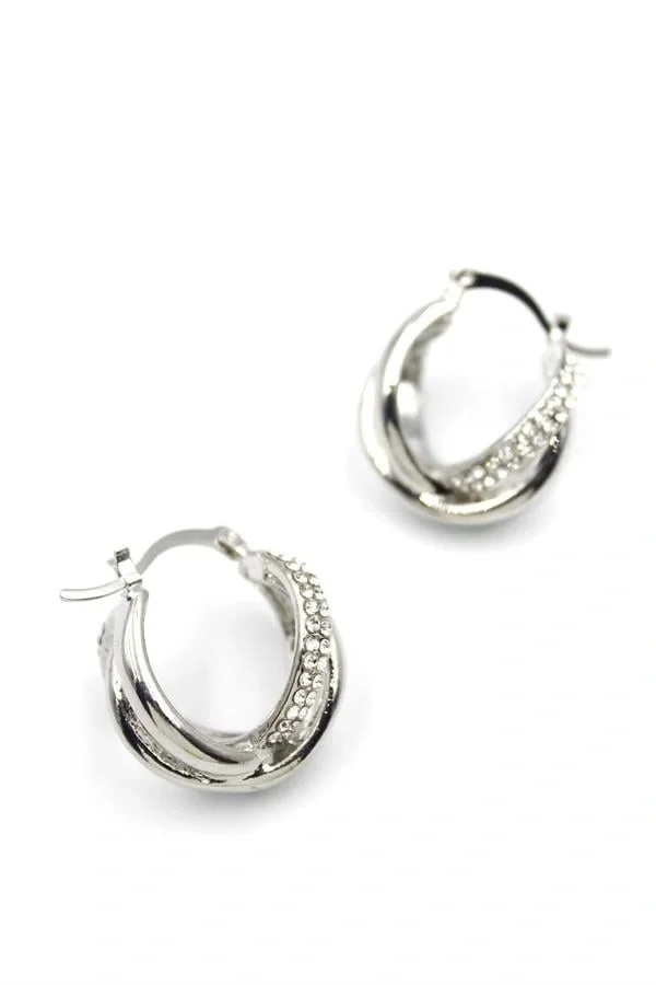 Taşlı Halka Küpe - Gümüş