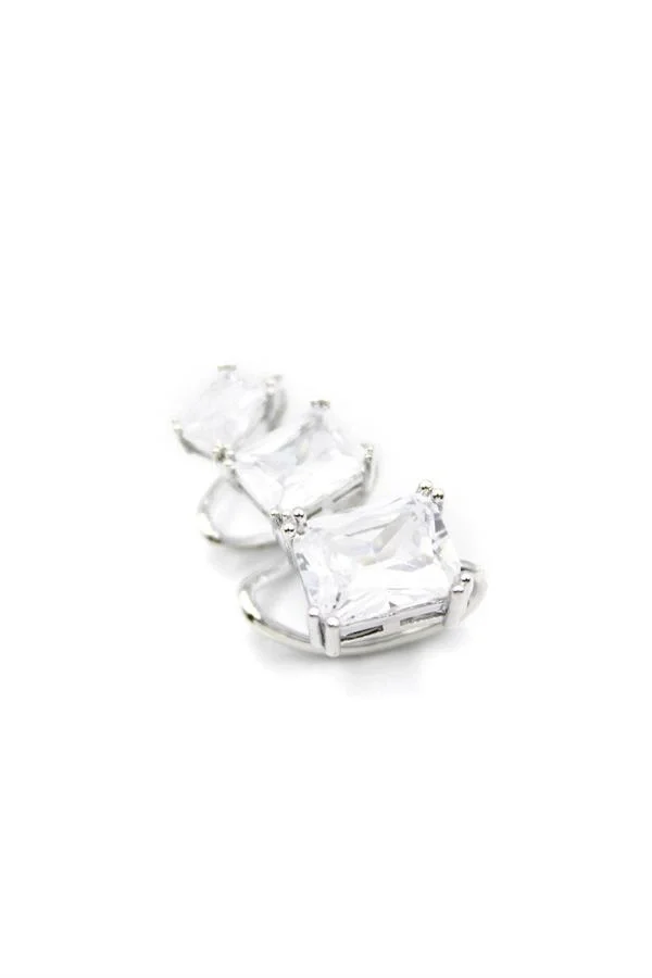 Taşlı Kıkırdak Küpe - Gümüş