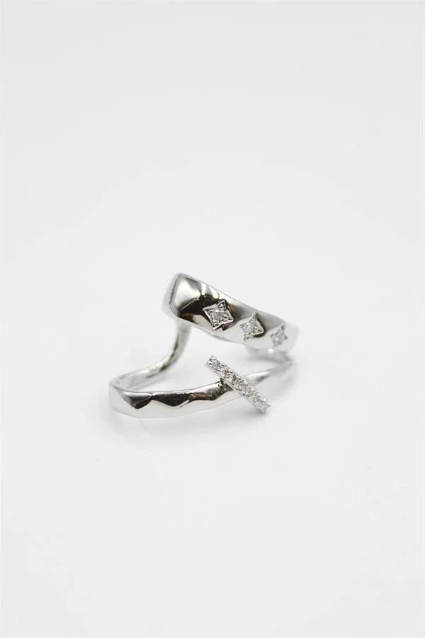 Taşlı Kıkırdak Küpe - Gümüş