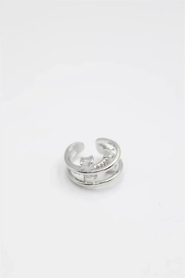 Taşlı Kıkırdak Küpe - Gümüş