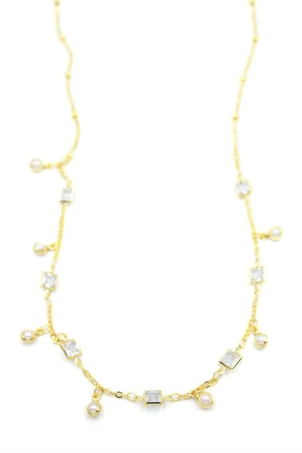 Taşlı Kolye - Altın