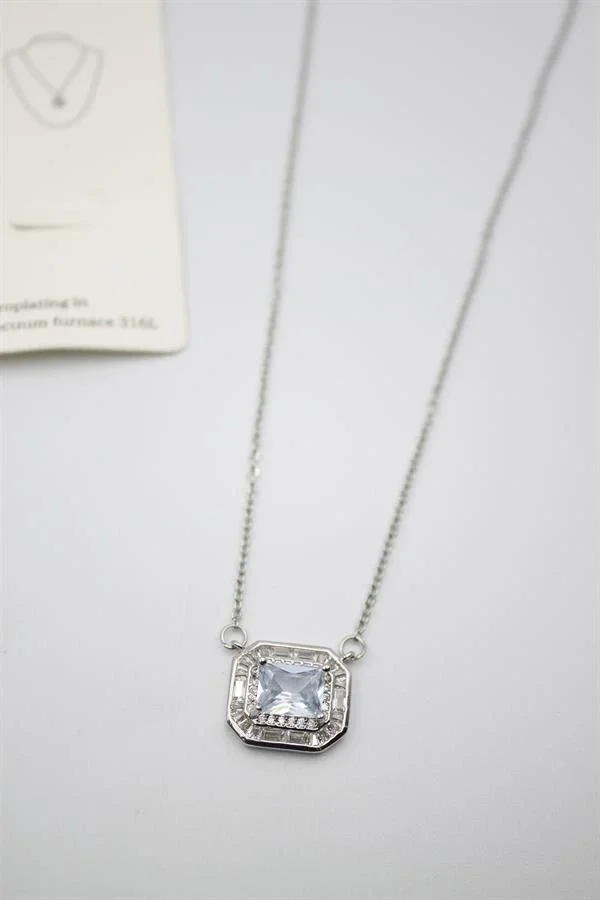 Taşlı Kolye - Gümüş