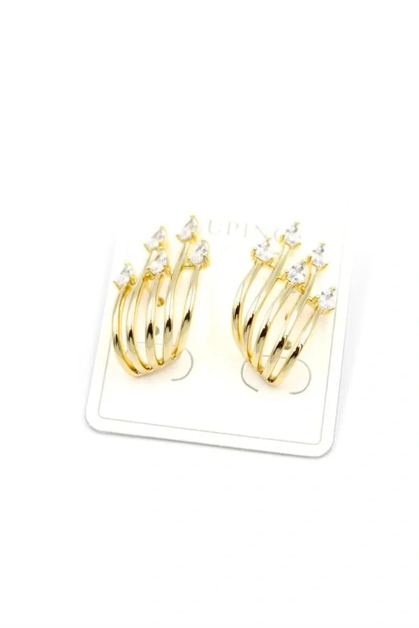 Taşlı Küpe - 14K Altın