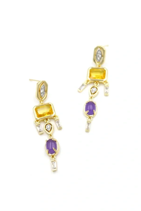 Taşlı Küpe - Altın