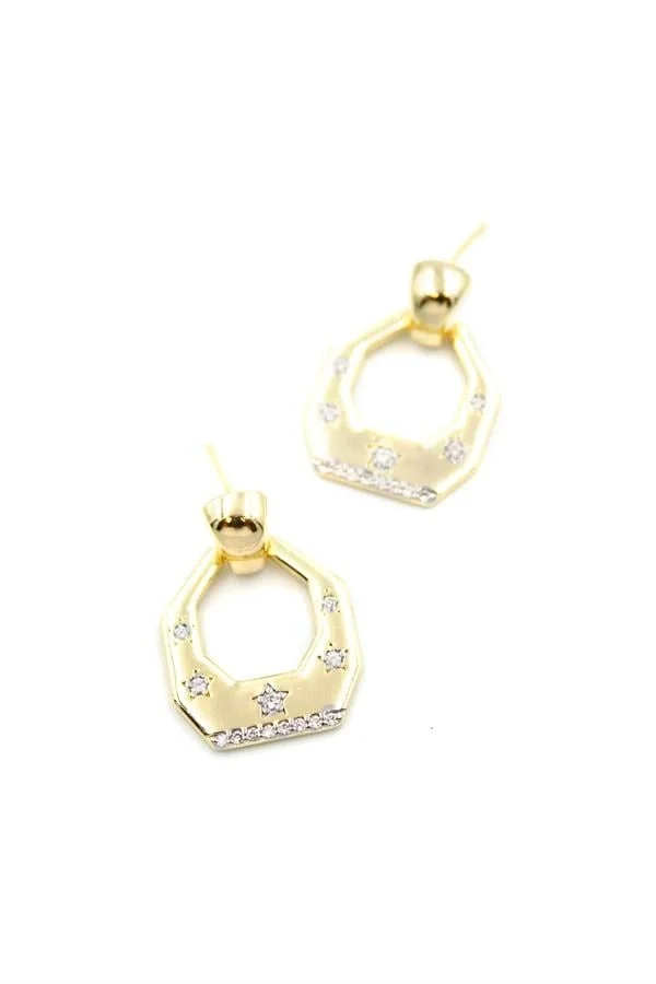 Taşlı Küpe - Altın