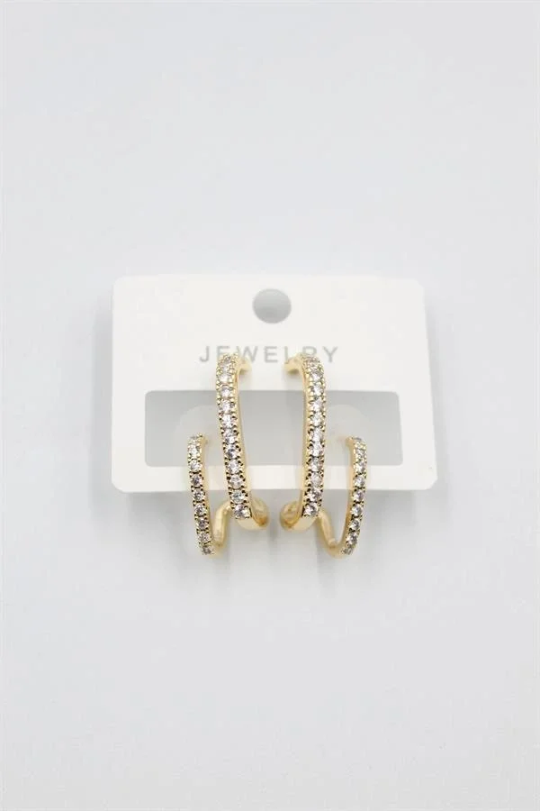 Taşlı Küpe - Altın