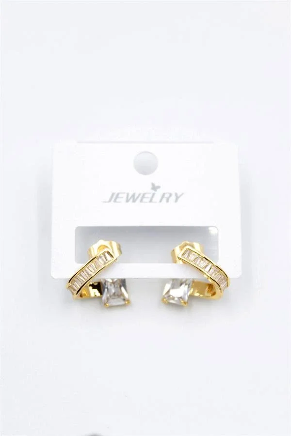 Taşlı Küpe - Altın