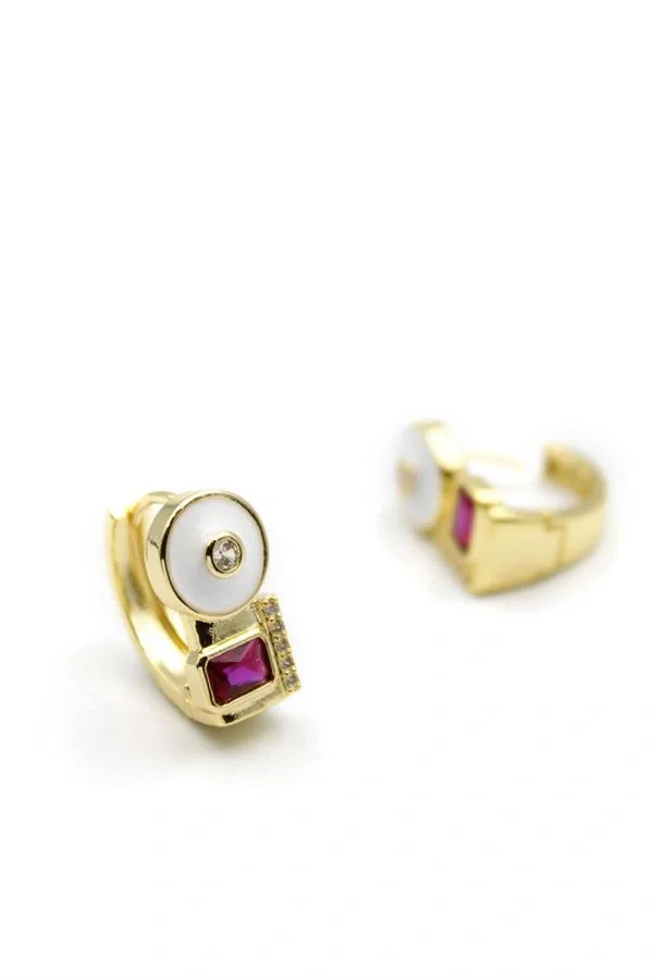 Taşlı Küpe - Kırmızı