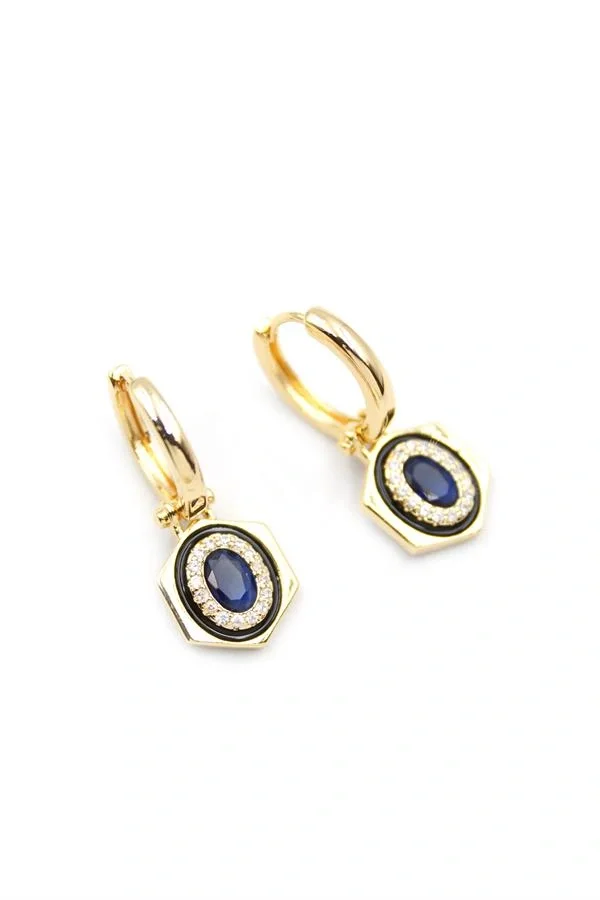 Taşlı Küpe - Mavi