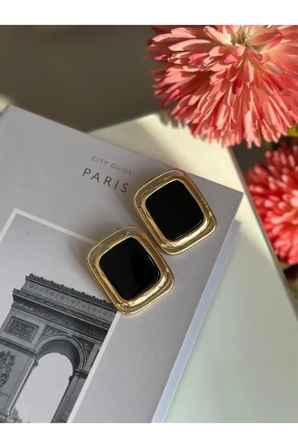 Taşlı Küpe - Siyah