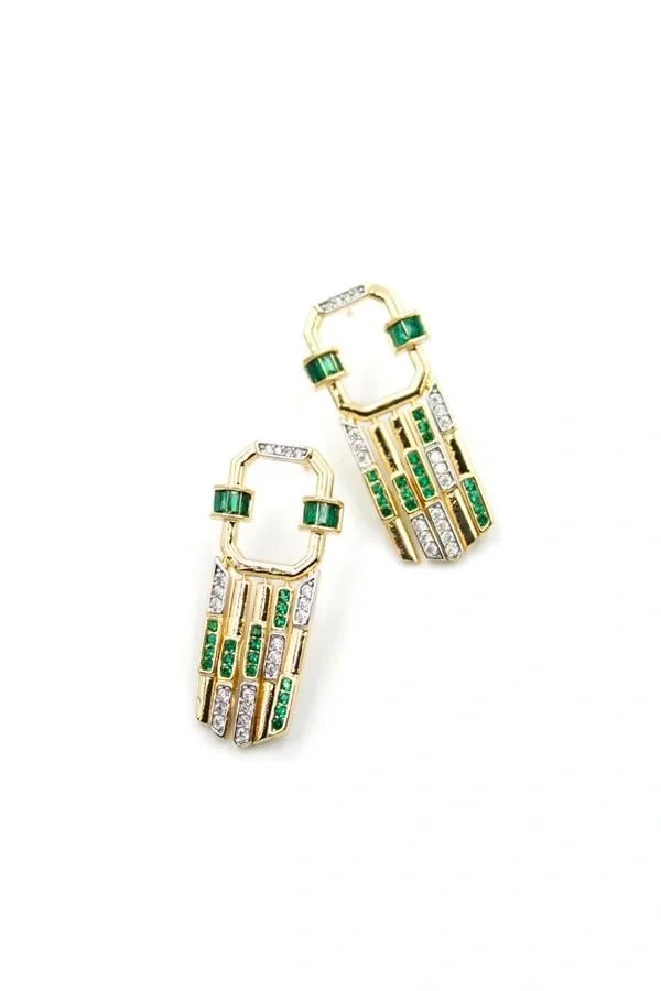 Taşlı Küpe - Yeşil