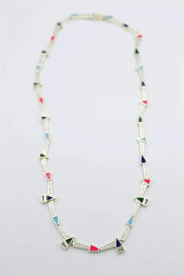 Taşlı Marka Kolye - Altın