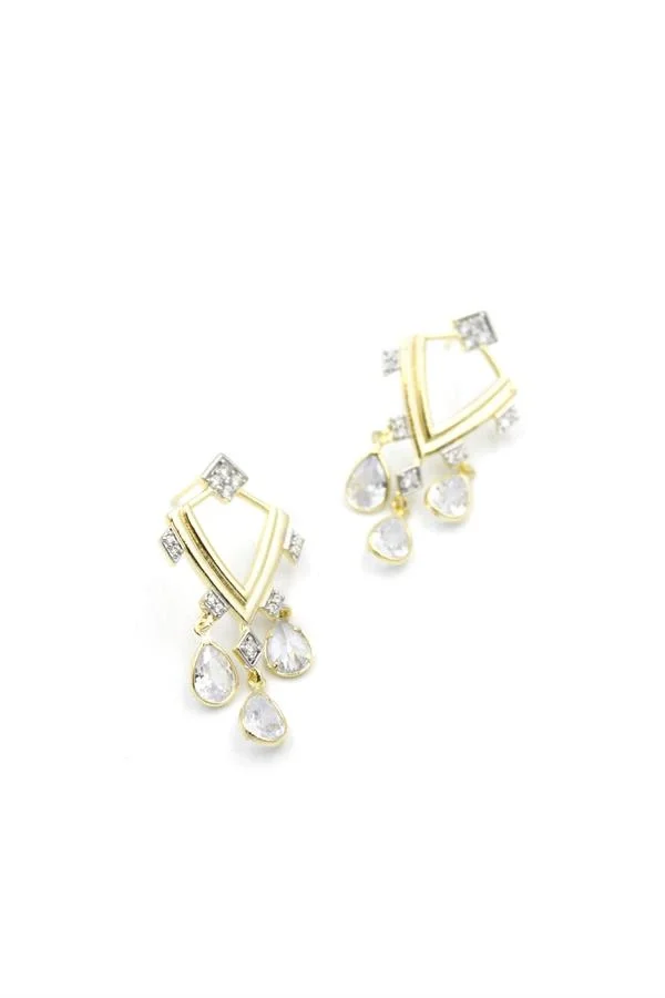 Taşlı Sallantılı Küpe - Altın