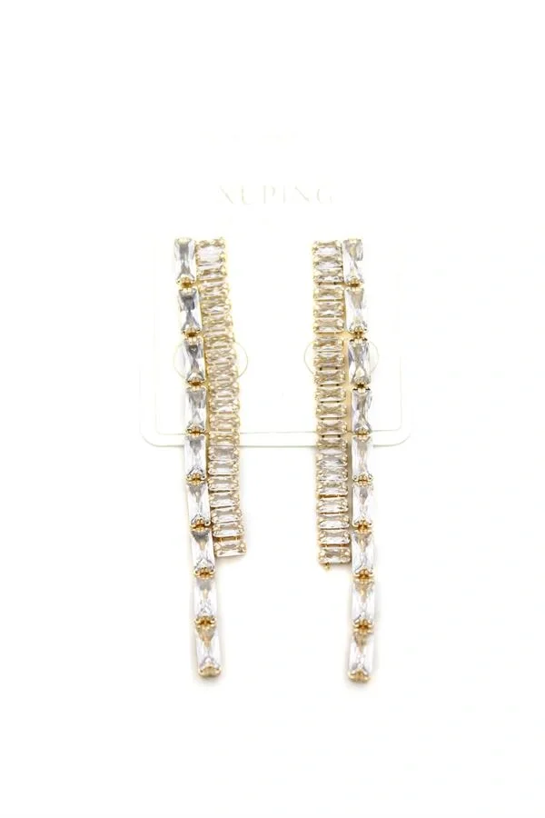 Taşlı Sallantılı Küpe - Altın