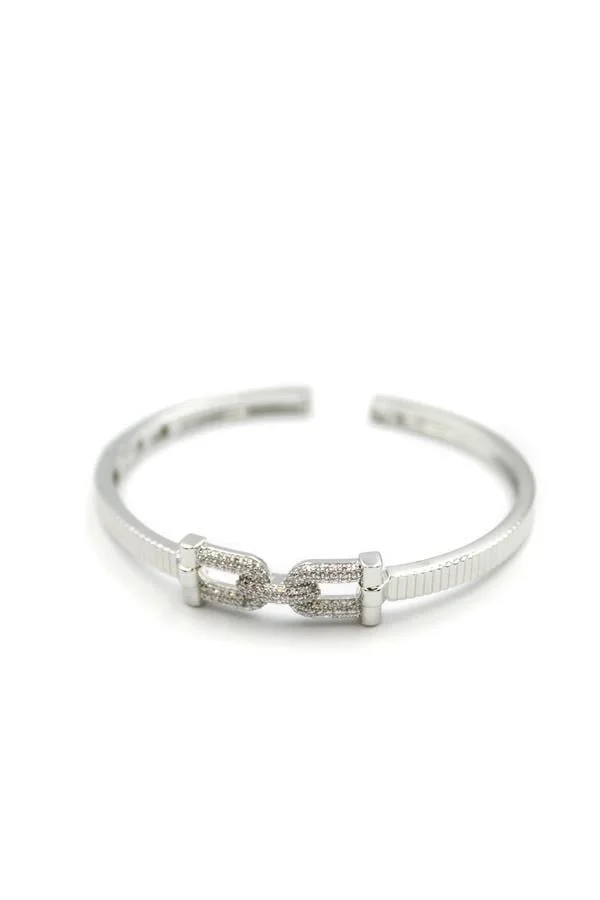 Taşlı Vip Bilezik - Gümüş