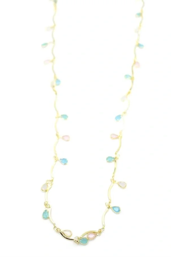 Taşlı Y Kolye - Altın