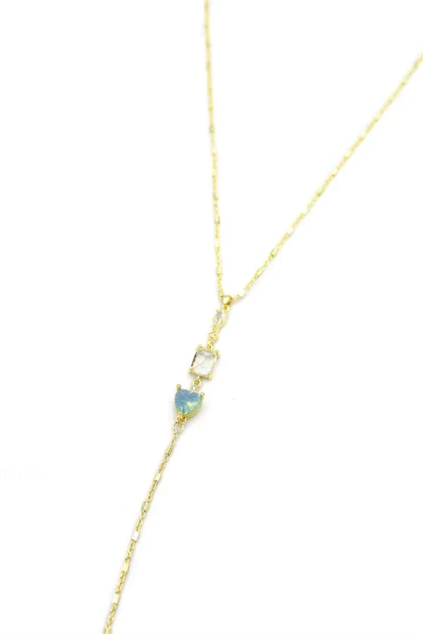 Taşlı Y Kolye - Altın