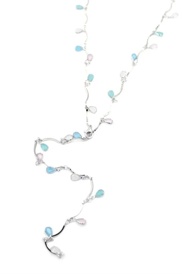 Taşlı Y Kolye - Gümüş