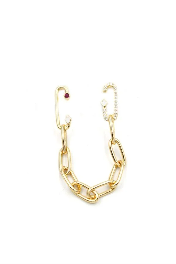 Tek Kulak Zincir Küpe - Altın