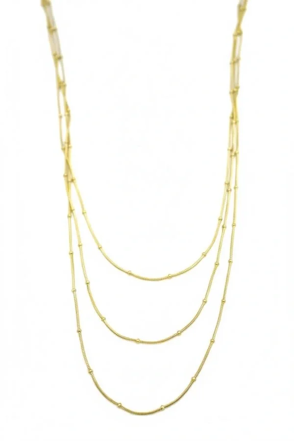 Top Boncuk Zincir Kolye - Altın