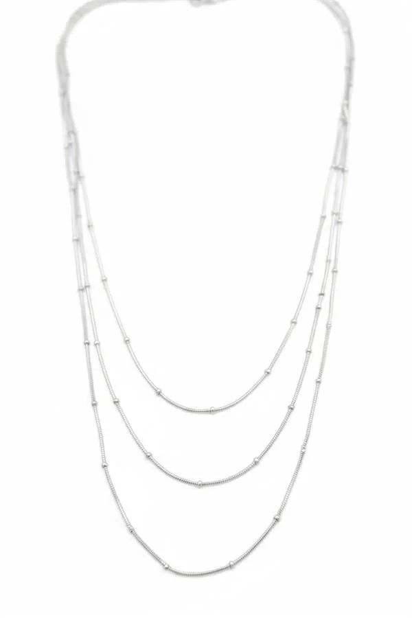 Top Boncuk Zincir Kolye - Gümüş